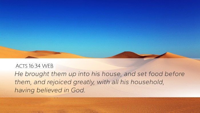 Acts 16:34 WEB Bible Verse Image