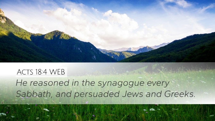 Acts 18:4 WEB Bible Verse Image