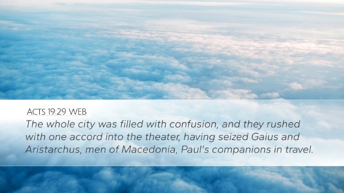 Acts 19:29 WEB Bible Verse Image