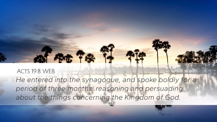 Acts 19:8 WEB Bible Verse Image