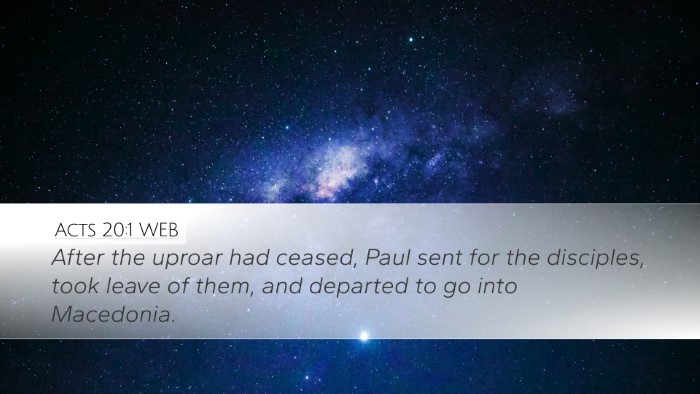 Acts 20:1 WEB Bible Verse Image