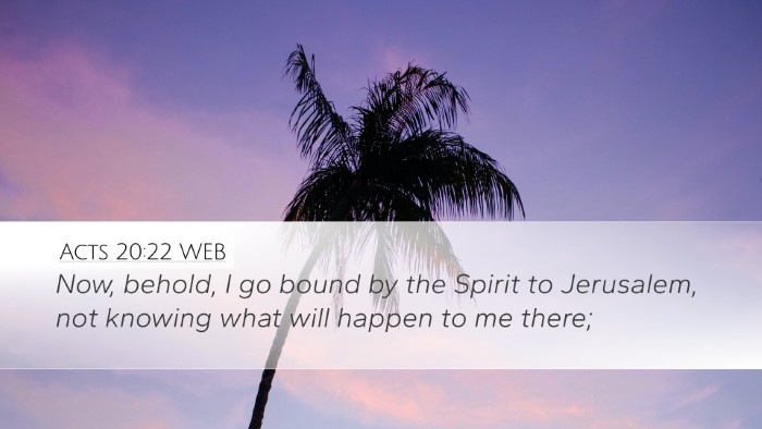 Acts 20:22 WEB Bible Verse Image