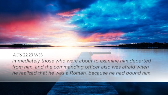Acts 22:29 WEB Bible Verse Image