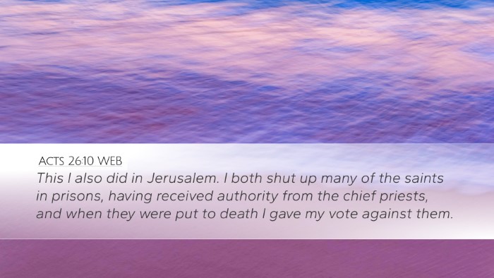 Acts 26:10 WEB Bible Verse Image