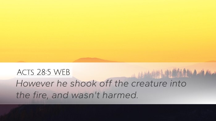 Acts 28:5 WEB Bible Verse Image