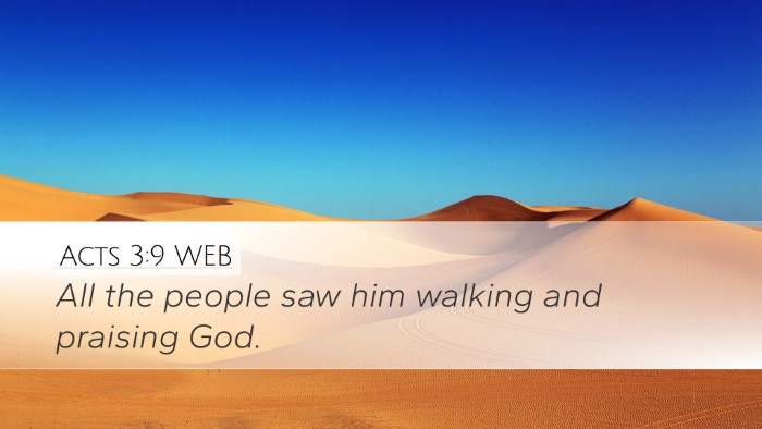 Acts 3:9 WEB Desktop Wallpaper - All the people saw him walking and praising - Desktop Bible Verse Wallpaper