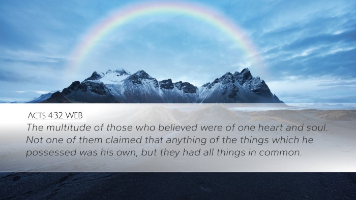 Acts 4:32 WEB Bible Verse Image