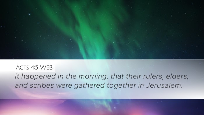 Acts 4:5 WEB Bible Verse Image