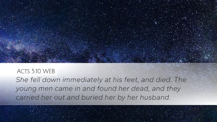 Acts 5:10 WEB Bible Verse Image