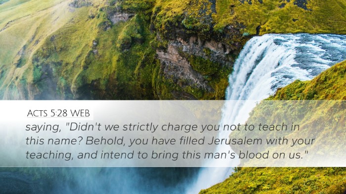 Acts 5:28 WEB Bible Verse Image