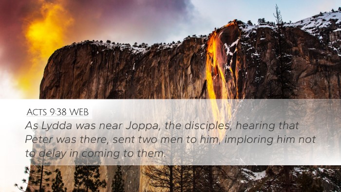 Acts 9:38 WEB Bible Verse Image