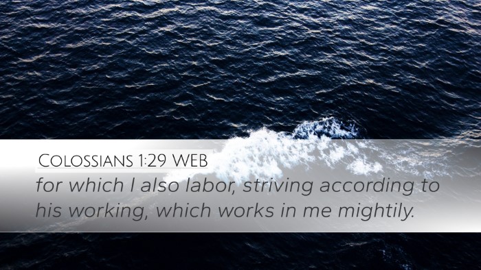 Colossians 1:29 WEB Bible Verse Image