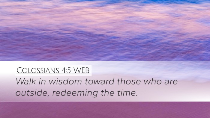 Colossians 4:5 WEB Bible Verse Image
