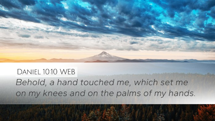 Daniel 10:10 WEB Bible Verse Image