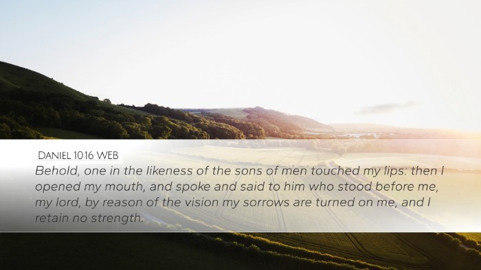 Daniel 10:16 WEB Bible Verse Image