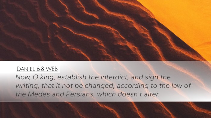 Daniel 6:8 WEB Bible Verse Image