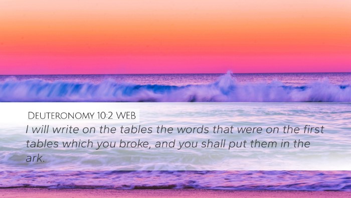 Deuteronomy 10:2 WEB Bible Verse Image