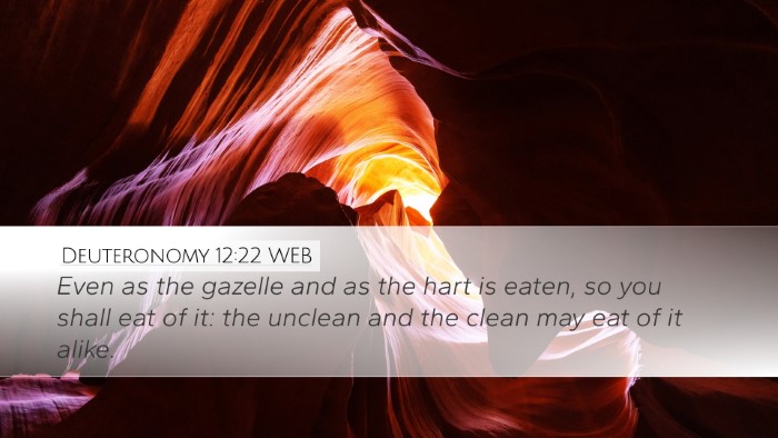 Deuteronomy 12:22 WEB Desktop Wallpaper - Even as the gazelle and as the hart is eaten, so - Desktop Bible Verse Wallpaper