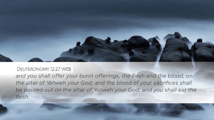 Deuteronomy 12:27 WEB Desktop Wallpaper - and you shall offer your burnt offerings, the - Desktop Bible Verse Wallpaper