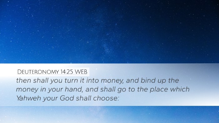 Deuteronomy 14:25 WEB Desktop Wallpaper - then shall you turn it into money, and bind up - Desktop Bible Verse Wallpaper