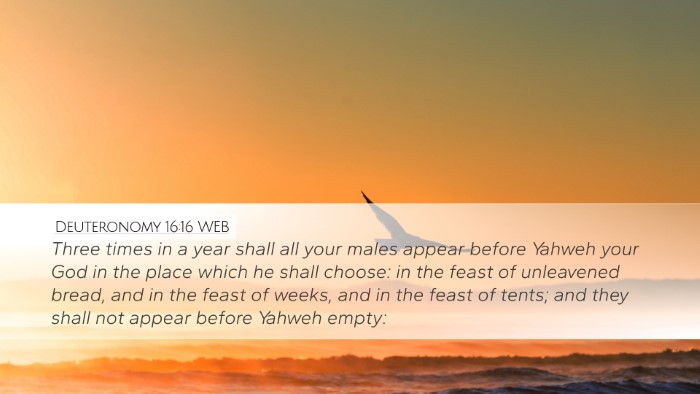 Deuteronomy 16:16 WEB Bible Verse Image