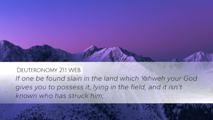 Deuteronomy 21:1 WEB Desktop Wallpaper - If one be found slain in the land which Yahweh - Desktop Bible Verse Wallpaper