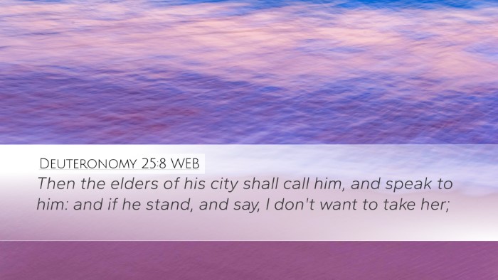 Deuteronomy 25:8 WEB Desktop Wallpaper - Then the elders of his city shall call him, and - Desktop Bible Verse Wallpaper