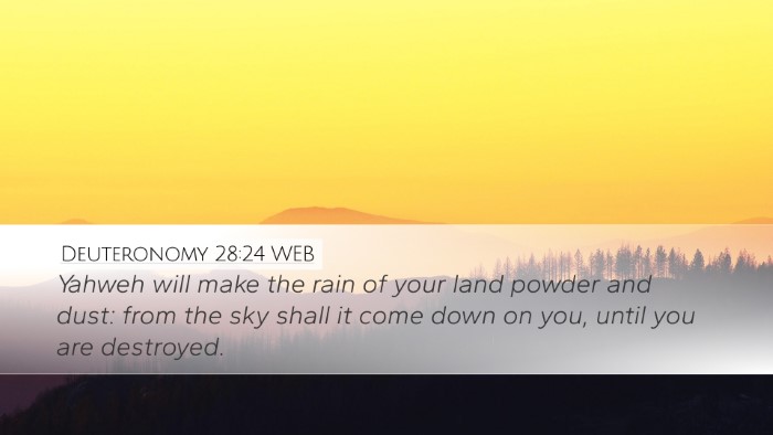 Deuteronomy 28:24 WEB Desktop Wallpaper - Yahweh will make the rain of your land powder and - Desktop Bible Verse Wallpaper