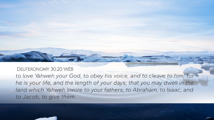 Deuteronomy 30:20 WEB Bible Verse Image