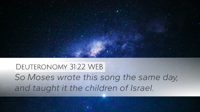 Deuteronomy 31:22 WEB Bible Verse Image