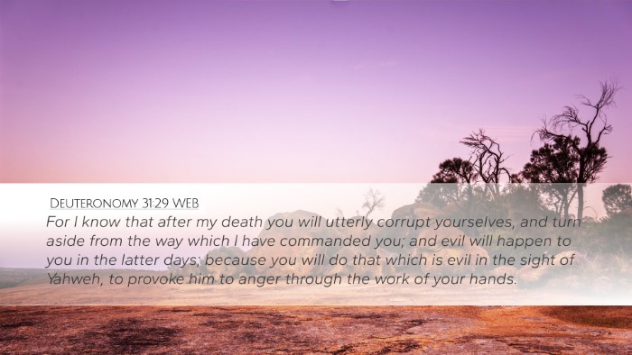 Deuteronomy 31:29 WEB Bible Verse Image