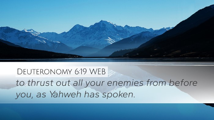 Deuteronomy 6:19 WEB Desktop Wallpaper - to thrust out all your enemies from before you, - Desktop Bible Verse Wallpaper