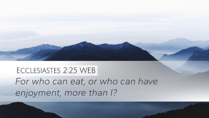 Ecclesiastes 2:25 WEB Desktop Wallpaper - For who can eat, or who can have enjoyment, more - Desktop Bible Verse Wallpaper