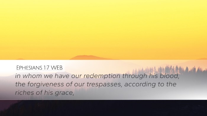 Ephesians 1:7 WEB Bible Verse Image