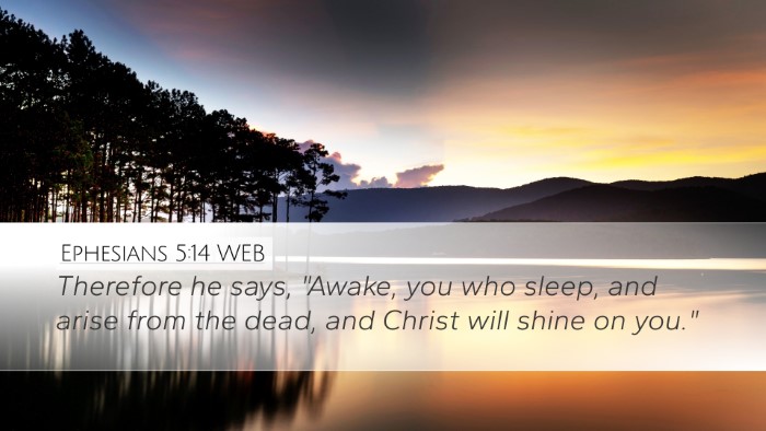 Ephesians 5:14 WEB Bible Verse Image