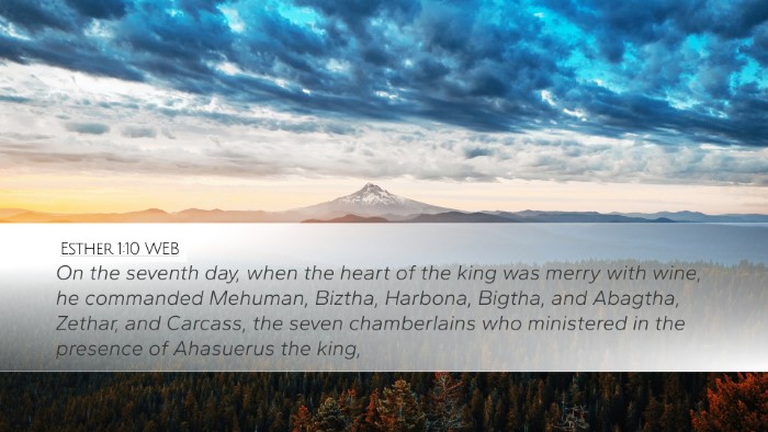 Esther 1:10 WEB Bible Verse Image
