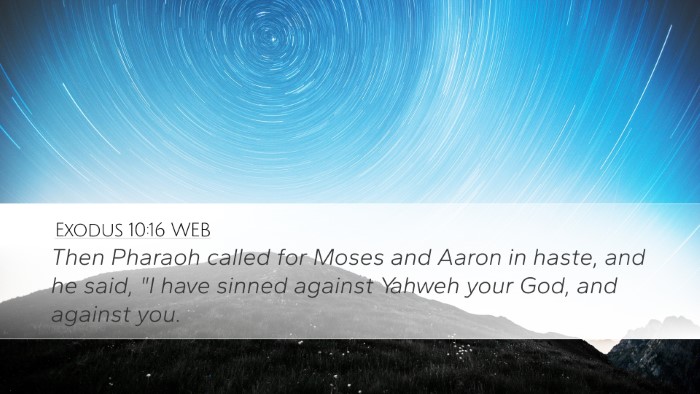 Exodus 10:16 WEB Bible Verse Image