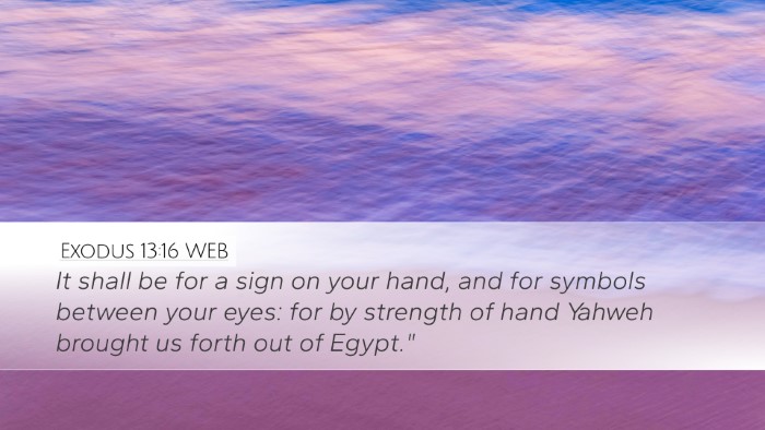 Exodus 13:16 WEB Bible Verse Image