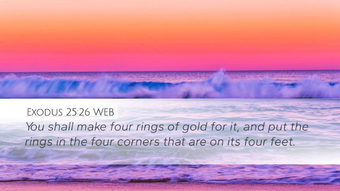 Exodus 25:26 WEB Desktop Wallpaper - You shall make four rings of gold for it, and put - Desktop Bible Verse Wallpaper