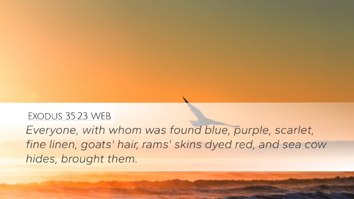 Exodus 35:23 WEB Desktop Wallpaper - Everyone, with whom was found blue, purple, - Desktop Bible Verse Wallpaper