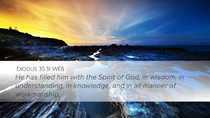 Exodus 35:31 WEB Desktop Wallpaper - He has filled him with the Spirit of God, in - Desktop Bible Verse Wallpaper