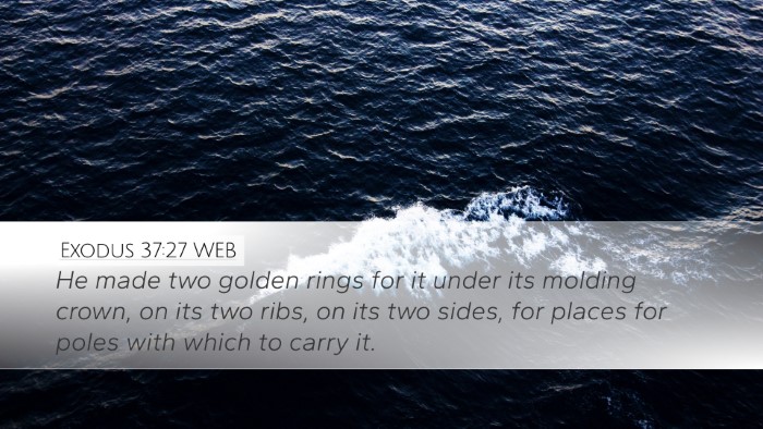 Exodus 37:27 WEB Desktop Wallpaper - He made two golden rings for it under its molding - Desktop Bible Verse Wallpaper