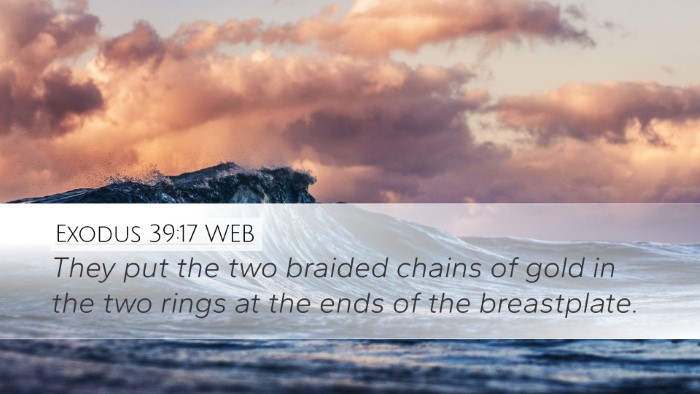Exodus 39:17 WEB Desktop Wallpaper - They put the two braided chains of gold in the - Desktop Bible Verse Wallpaper