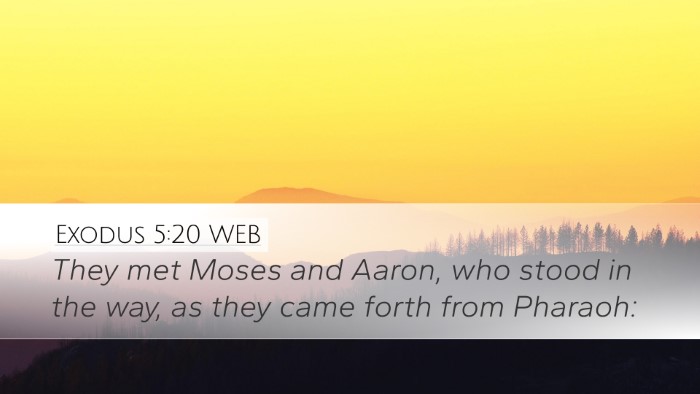 Exodus 5:20 WEB Desktop Wallpaper - They met Moses and Aaron, who stood in the way, - Desktop Bible Verse Wallpaper