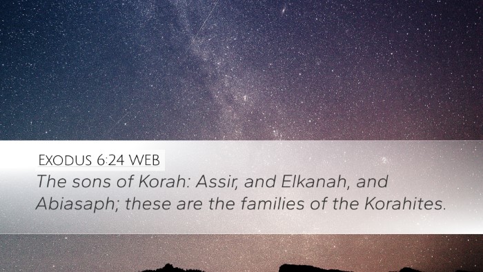 Exodus 6:24 WEB Bible Verse Image
