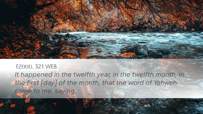 Ezekiel 32:1 WEB Bible Verse Image
