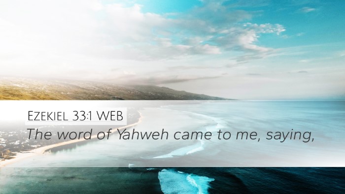 Ezekiel 33:1 WEB Desktop Wallpaper - The word of Yahweh came to me, - Desktop Bible Verse Wallpaper
