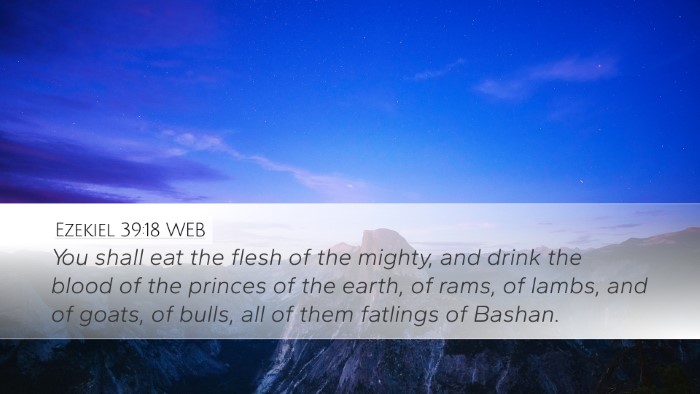 Ezekiel 39:18 WEB Desktop Wallpaper - You shall eat the flesh of the mighty, and drink - Desktop Bible Verse Wallpaper