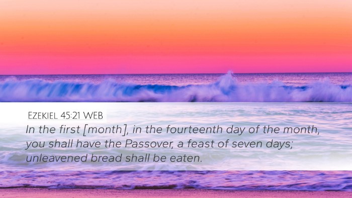 Ezekiel 45:21 WEB Desktop Wallpaper - In the first [month], in the fourteenth day of - Desktop Bible Verse Wallpaper
