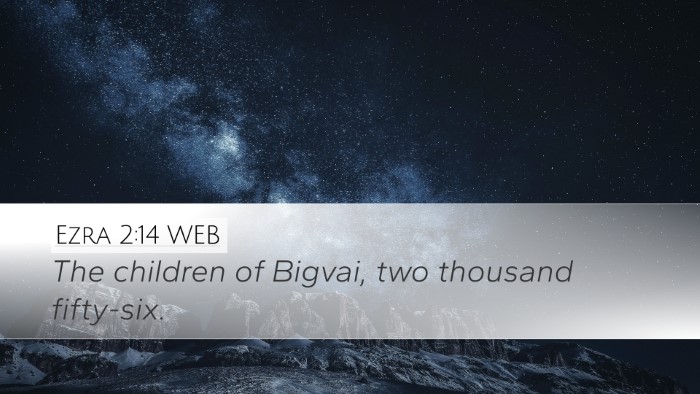 Ezra 2:14 WEB Desktop Wallpaper - The children of Bigvai, two thousand - Desktop Bible Verse Wallpaper
